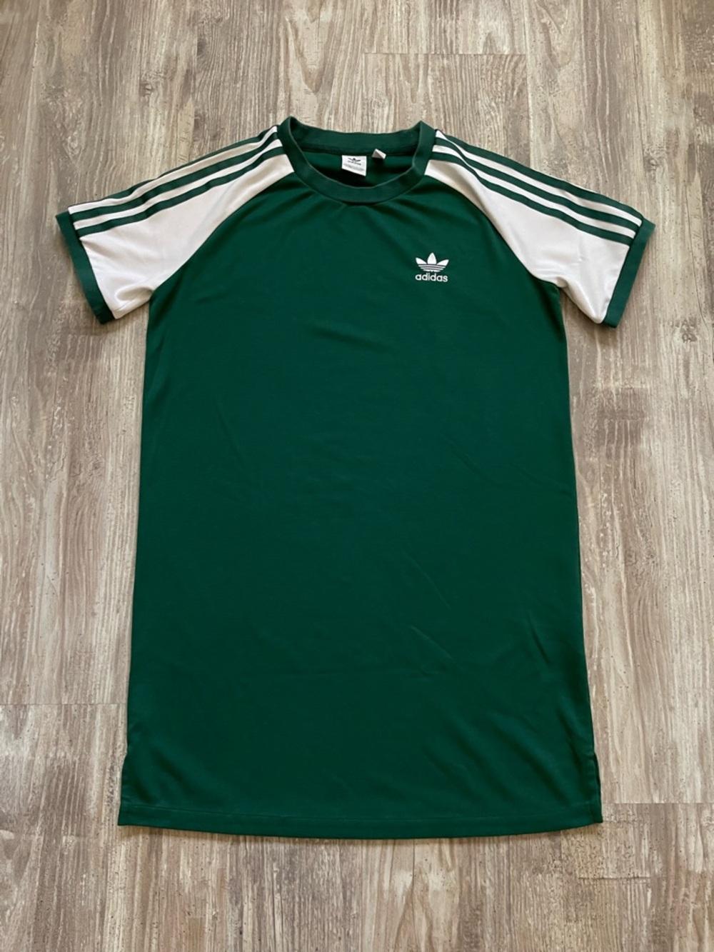 adidas Forest Green and White Trefoil Raglan Short Sleeve Tee